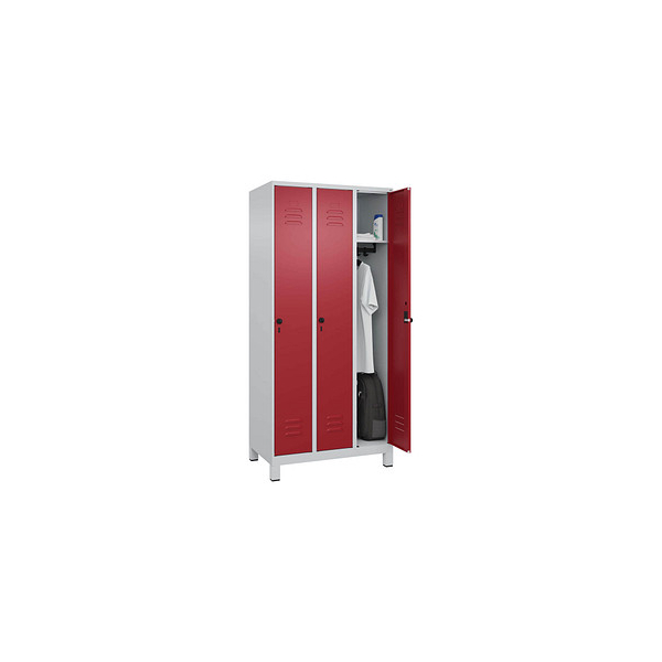 4066681612761 - Spind Classic Plus lichtgrau rubinrot 080010-30 S10001 3 Schließfächer 900 x 500 x 1950 cm 4066681612761 C+P-Möbel 4066681612761 - Spind Classic Plus lichtgrau rubinrot 080010-30 S10001 3 Schließfächer 900 x 500 x 1950 cm 4066681612761 C+P-Möbel